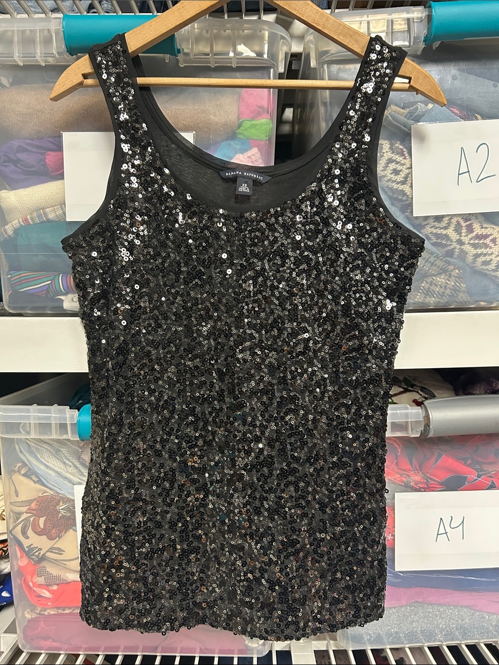 Banana Republic Black Sparkle Sequin Tank Top